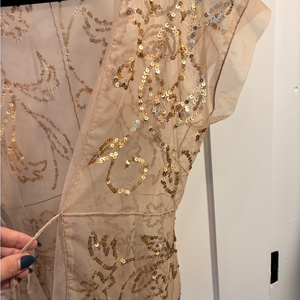 Rebrilliant Gold Sequin Women's Blouse - Picture 2 of 5